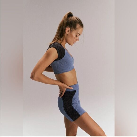 Free People Rise & Shine Set In Blue/Black Combo - Picture 5 of 5